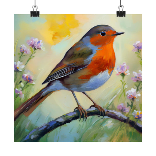 American Robin Bird Oil Painting Print | Wall Print | Wall Art | Bird Art