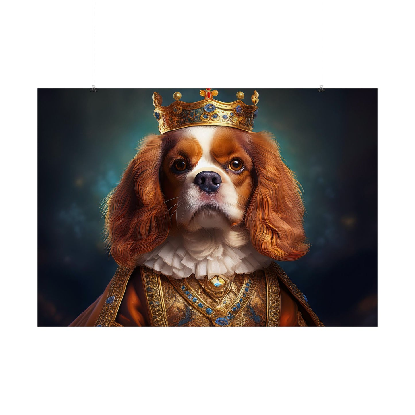 Cavalier King Charles Spaniel Art Pet Portrait Print, Renaissance, Wall Print, Wall Art