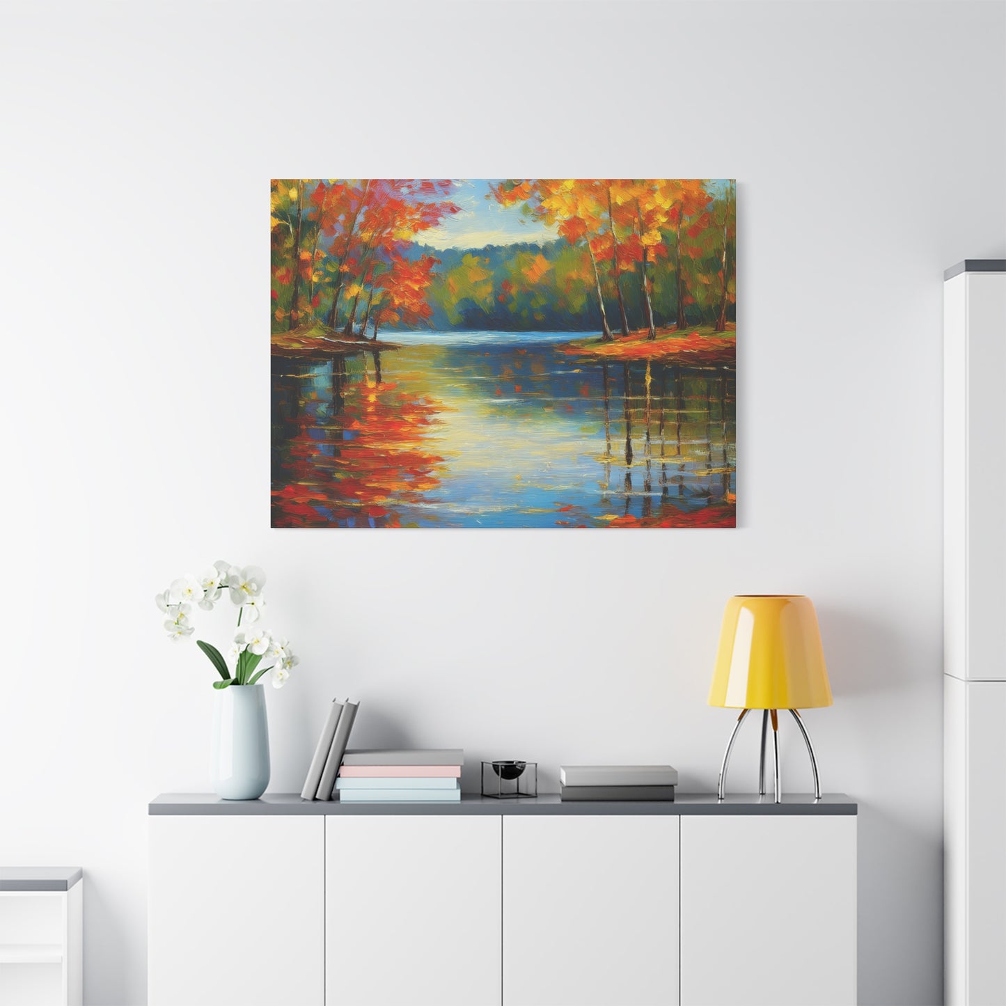 Fall Changing Leaves on a Lake Canvas Print | Style 2 | Wall Art | Wall Print | Fall Decor