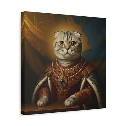 Scottish Fold Renaissance Royal Cat Canvas Art Print, Cat Wall Decor, Pet Lover Gift, Feline Portrait, Home Decoration, Unique Gift for Cat Lovers