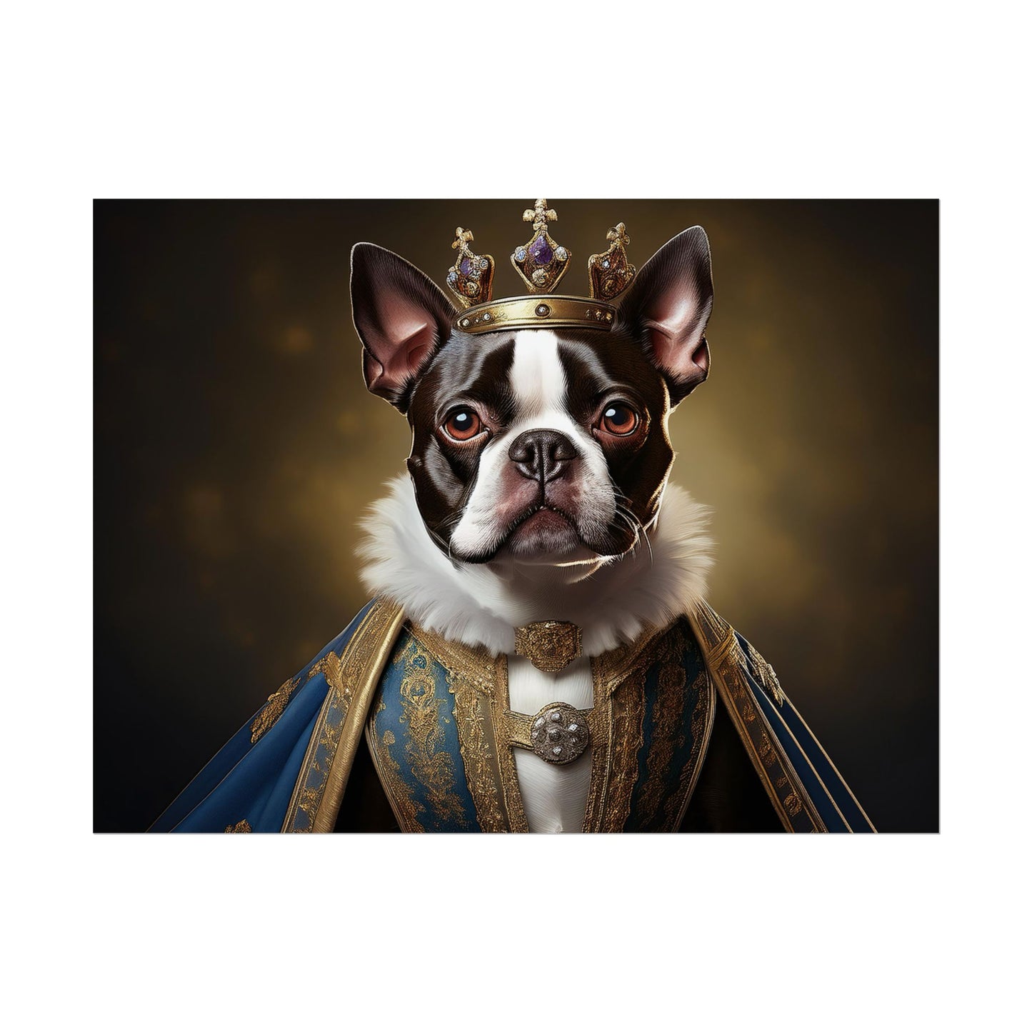 Boston Terrier Renaissance Dog Portrait Art Print, Wall Decor Gift, Animal Lover Home Decor, Dog Wall Art