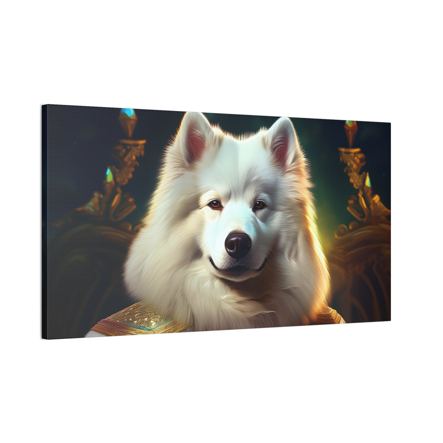 Regal Samoyed Canvas Art, Pet Wall Decor, Dog Portrait, Unique Home Decor, Animal Lover Gift, Noble Canine Wall Art