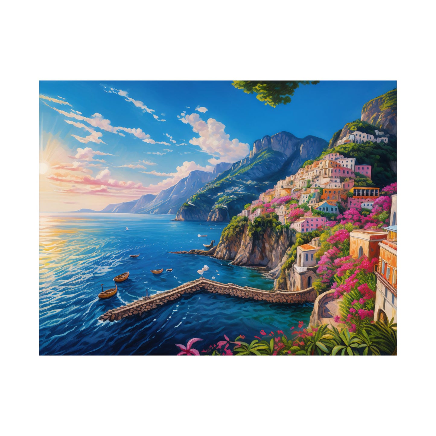 Amalfi Coast Italy Coastal Print | Style 4 | Wall Art | Wall Print