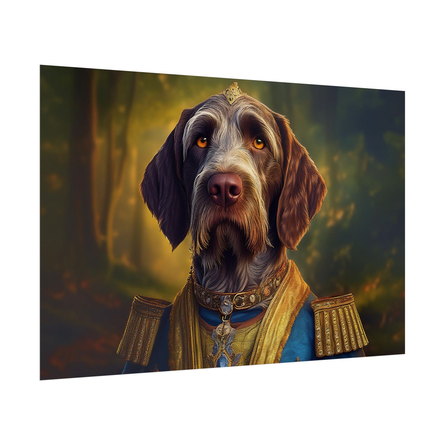 German Wirehaired Pointer Renaissance Pet Portrait Print, Pointer, Dog Lover Wall Art,  Dog Memorial Gift, wall art, wall print, dog print