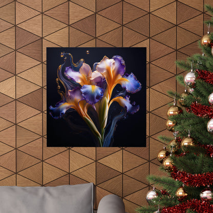 Abstract Square Floral Iris Wall Art Print | Style 3 | Wall Print | Wall Art | Botanical Art