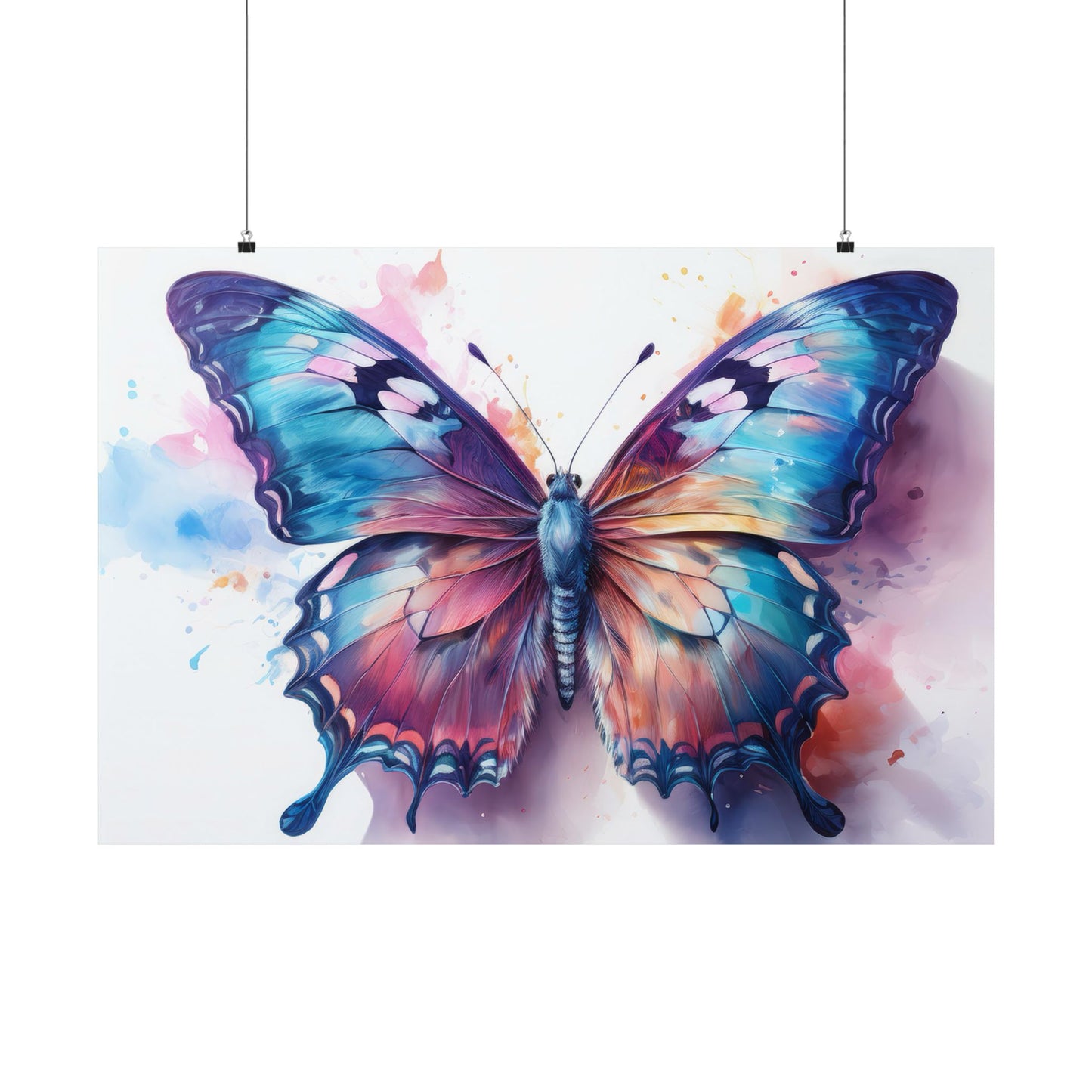 Teal, Blue & Purple Butterfly Alcohol Ink Wall Art |  Butterfly wall art | Wall Art | Wall Print