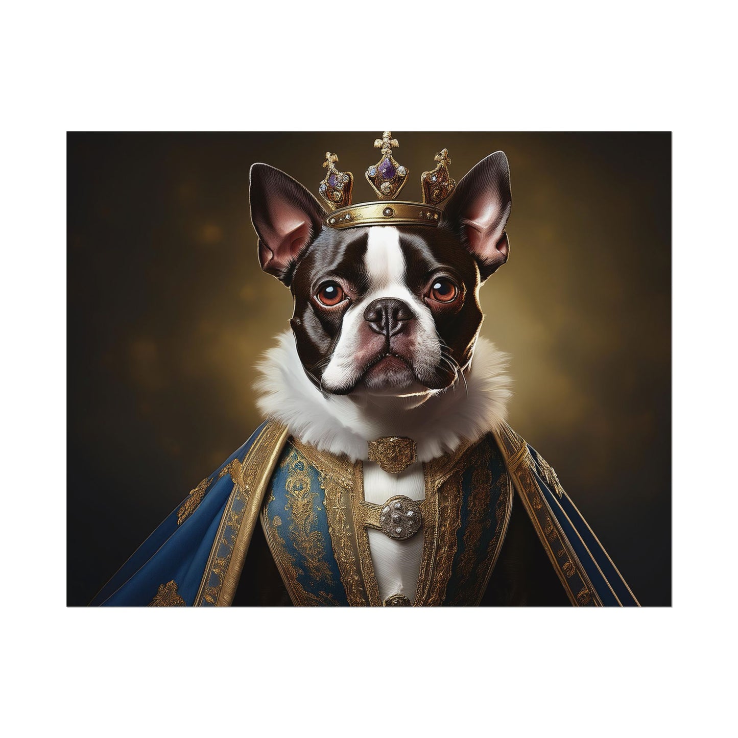 Boston Terrier Renaissance Dog Portrait Art Print, Wall Decor Gift, Animal Lover Home Decor, Dog Wall Art