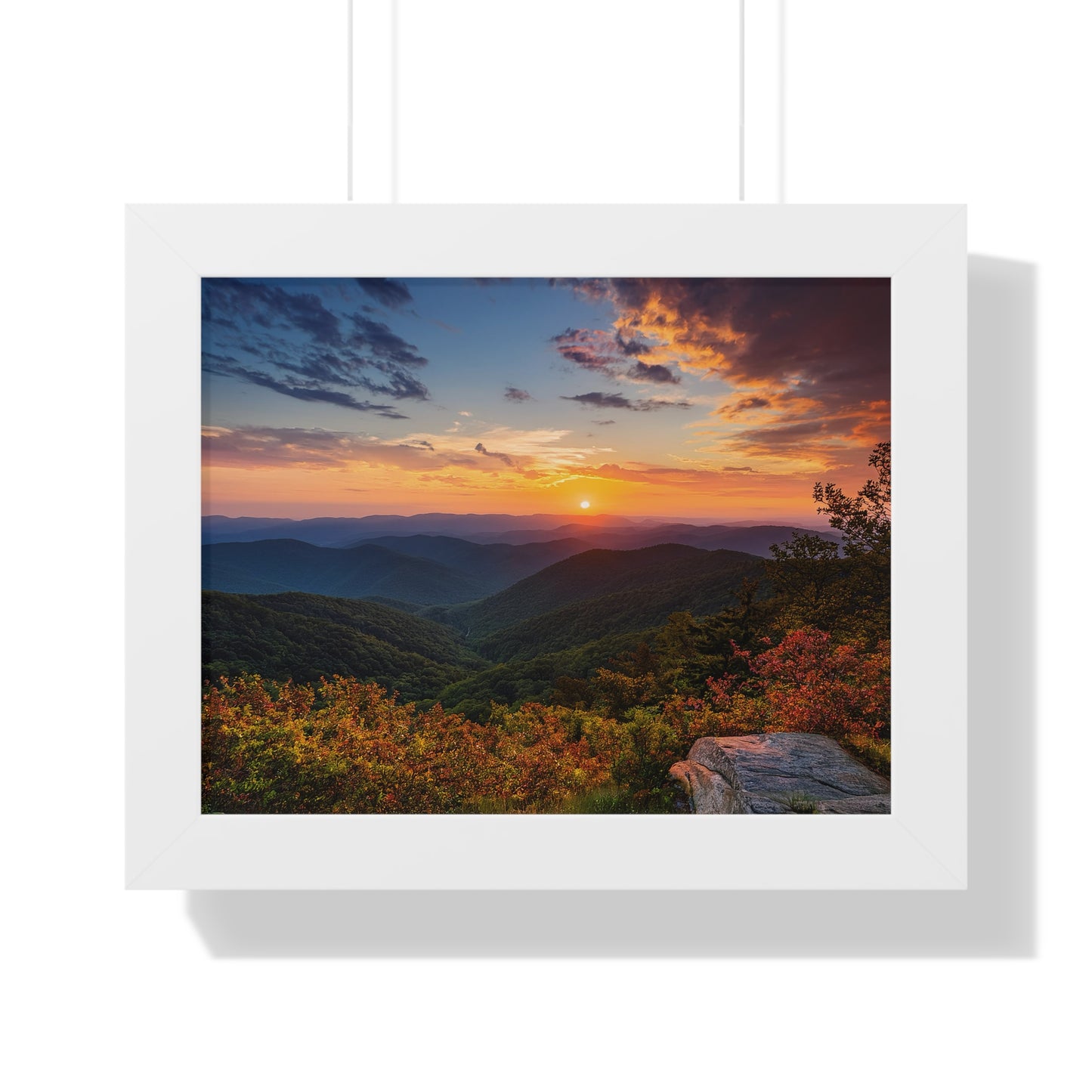 Sunset over Blue Ridge Mountains Fall Landscape Framed Print