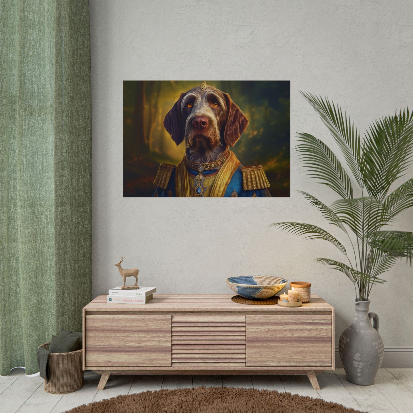 German Wirehaired Pointer Renaissance Pet Portrait Print, Pointer, Dog Lover Wall Art,  Dog Memorial Gift, wall art, wall print, dog print