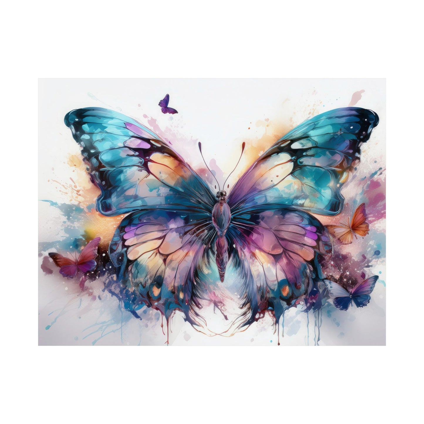 Teal, Orange & Purple Butterfly Alcohol Ink Wall Art | Butterfly wall art | Wall Art | Wall Print