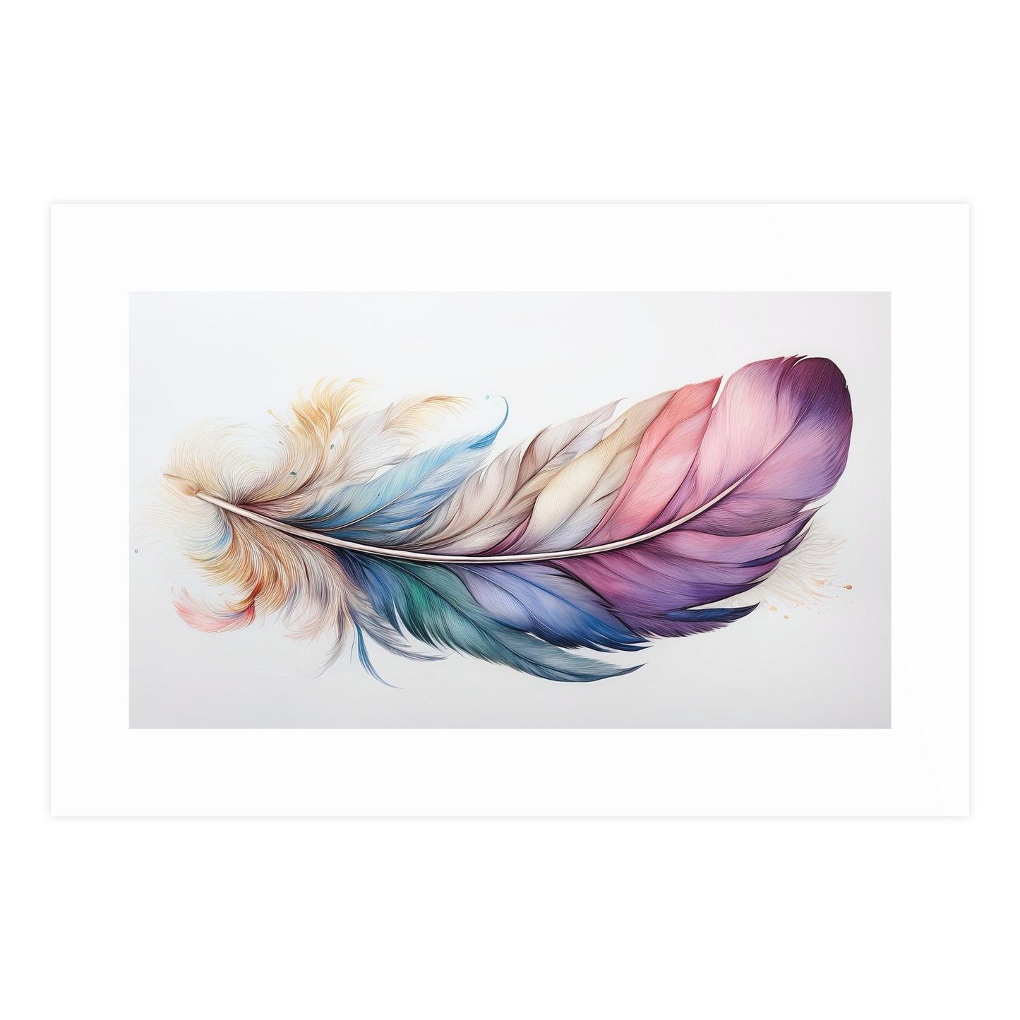 Rainbow Feather Watercolor Print - 1 | Vibrant Wall Art & Prints | Unique Home Decor | Wall Print | Wall Art