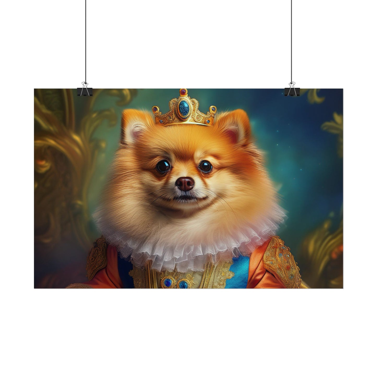 Pomeranian Renaissance Dog Portrait Art Print, Wall Decor Gift, Animal Lover Home Decor, Dog Wall Art