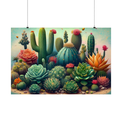 Abstract Cacti and Succulent Desert Garden Color Print | Wall Art | Wall Print