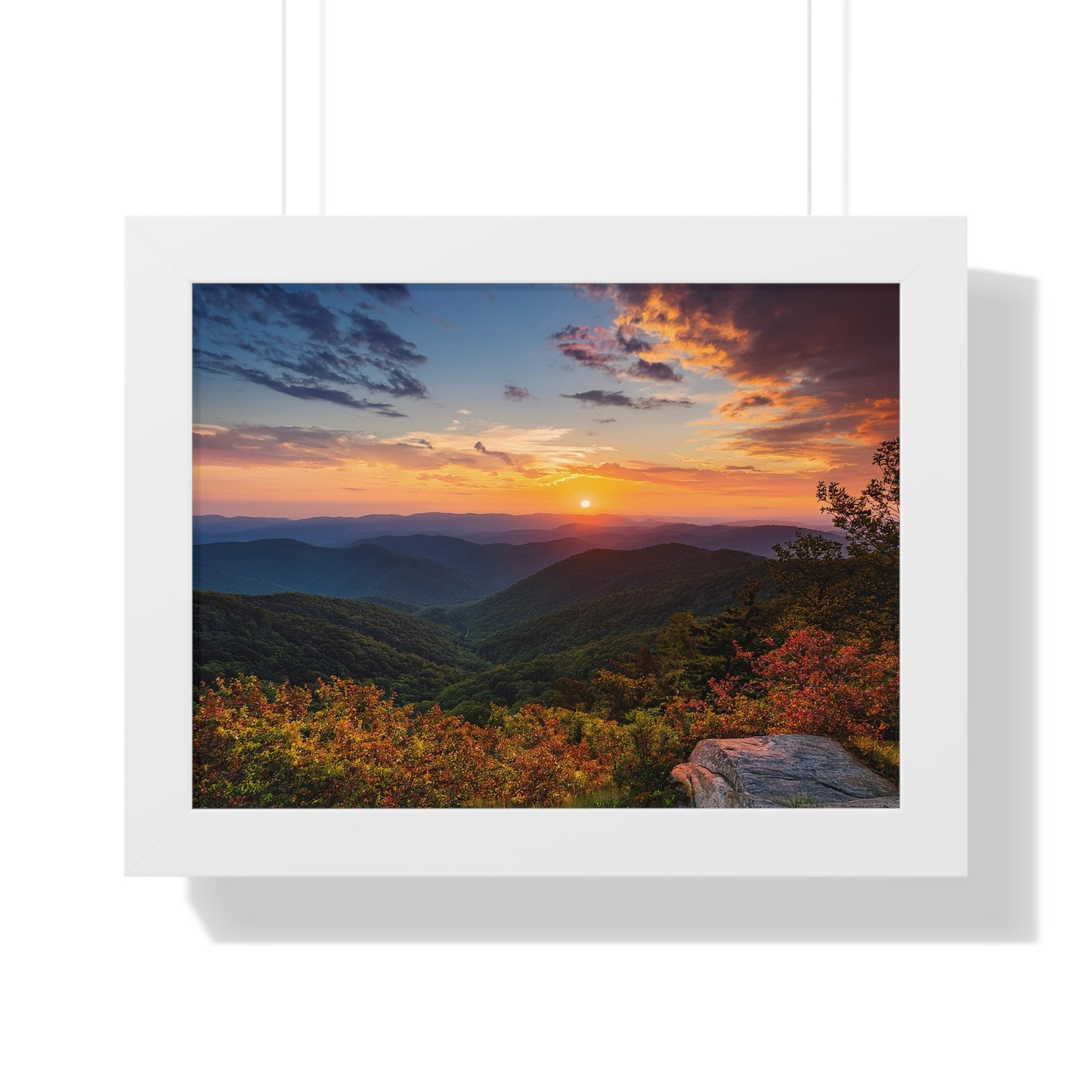 Sunset over Blue Ridge Mountains Fall Landscape Framed Print