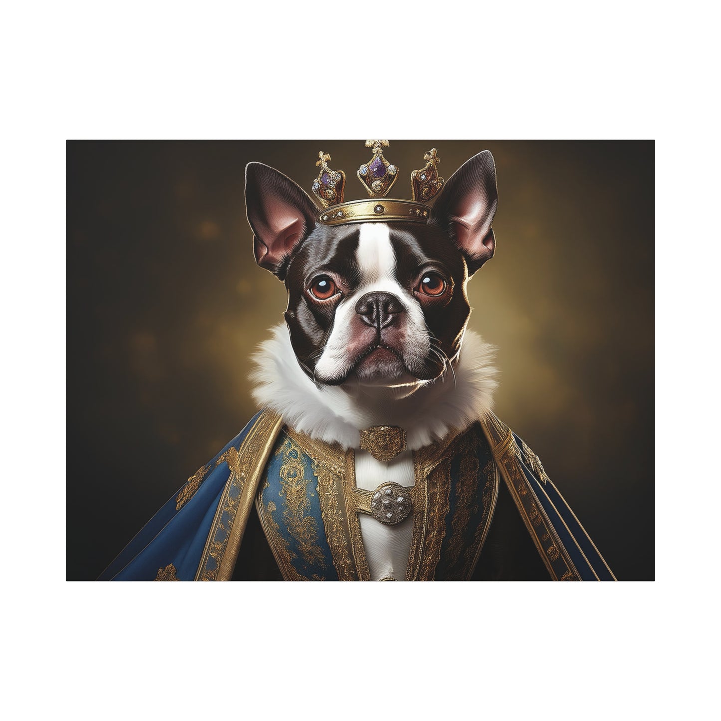 Boston Terrier Renaissance Pet Portrait on Canvas, wall print, wall art, dog portrait, dog art