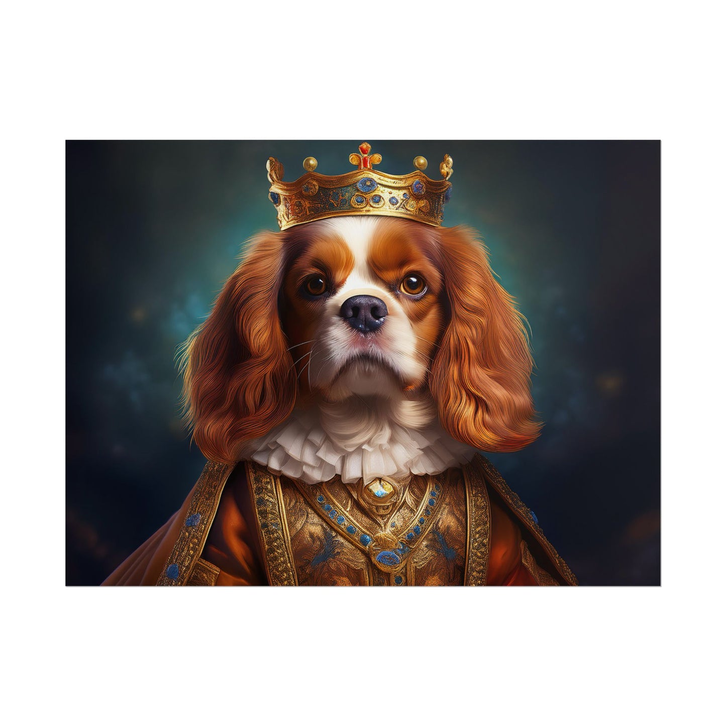 Cavalier King Charles Spaniel Art Pet Portrait Print, Renaissance, Wall Print, Wall Art