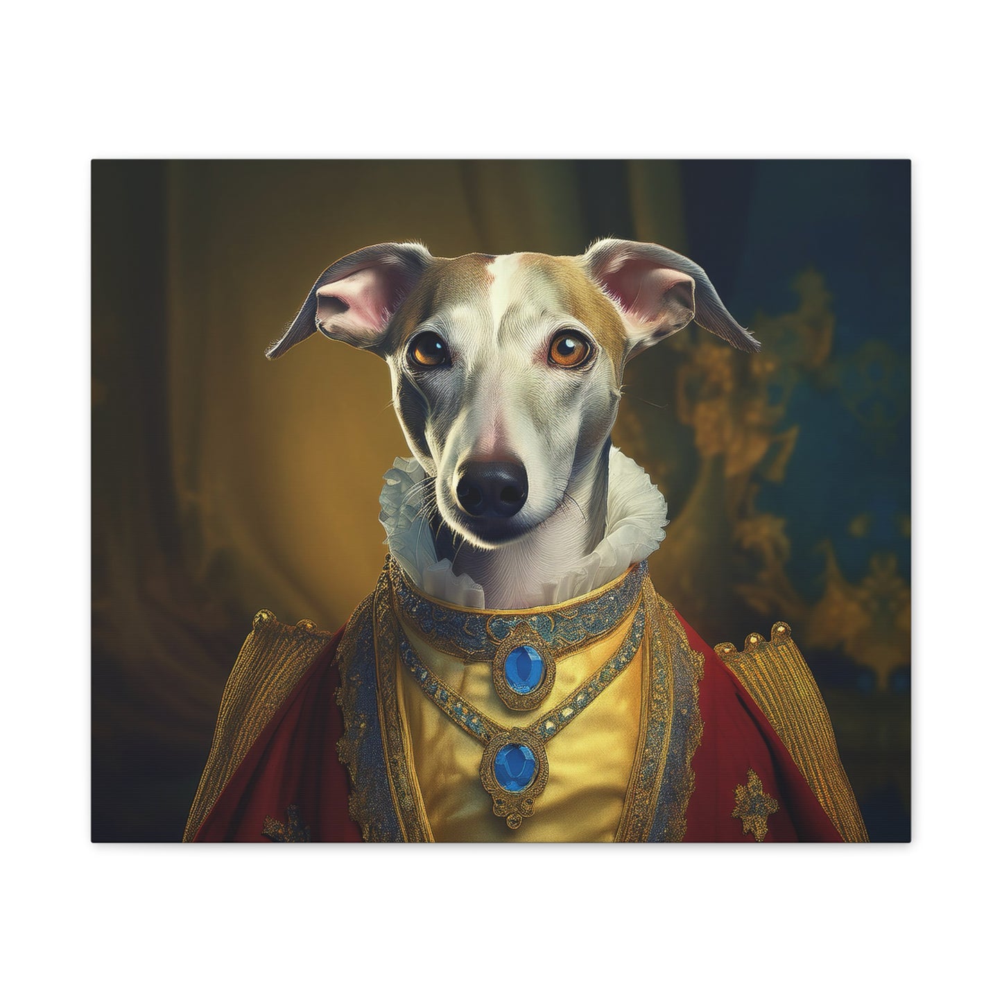Whippet Pet Portrait Renaissance Print - Canvas, wall art, wall print, dog portrait, dog art