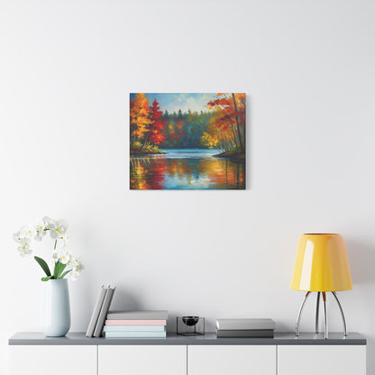 Fall Leaves on the Lake on Canvas | wall art |  wall print
