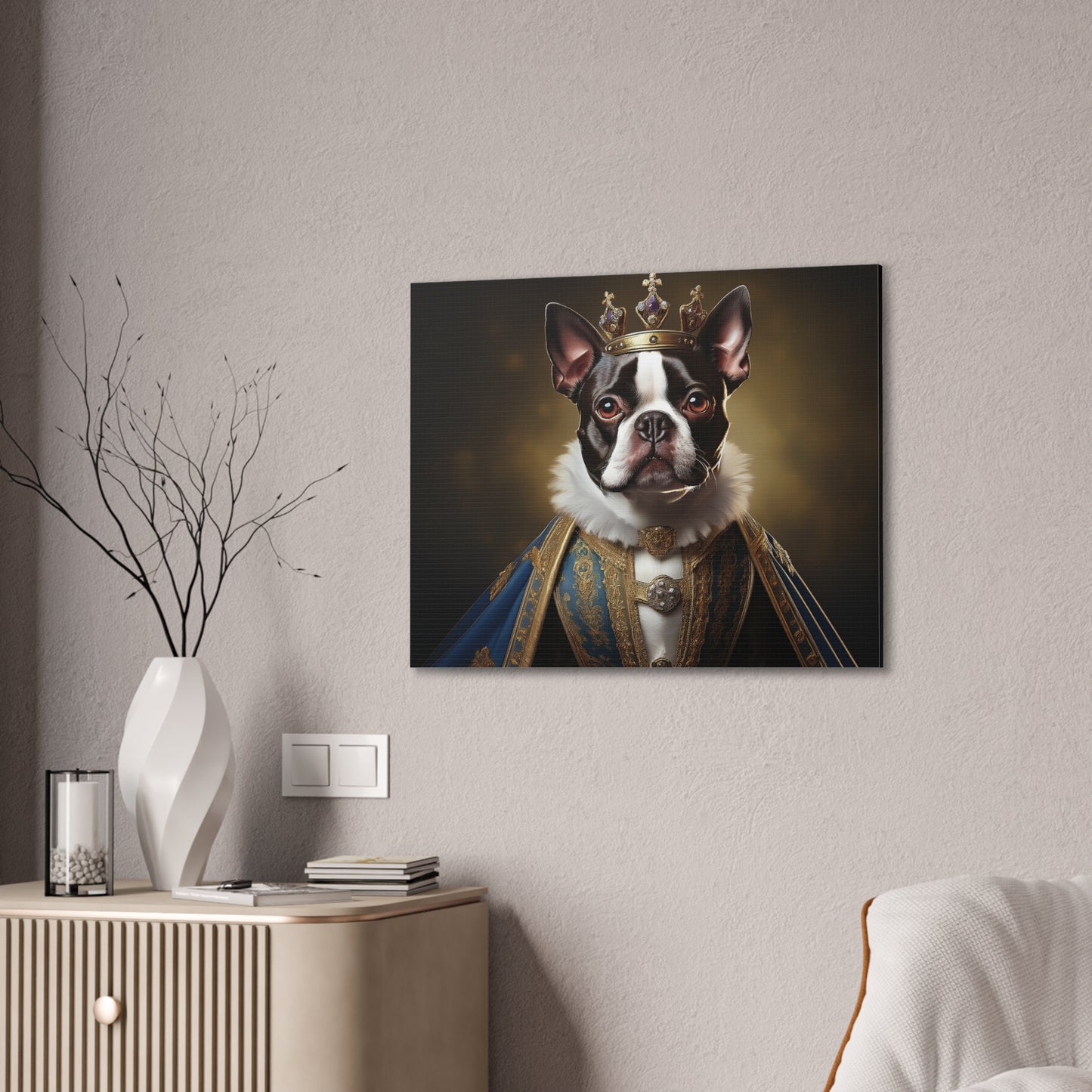 Boston Terrier Renaissance Pet Portrait on Canvas, wall print, wall art, dog portrait, dog art