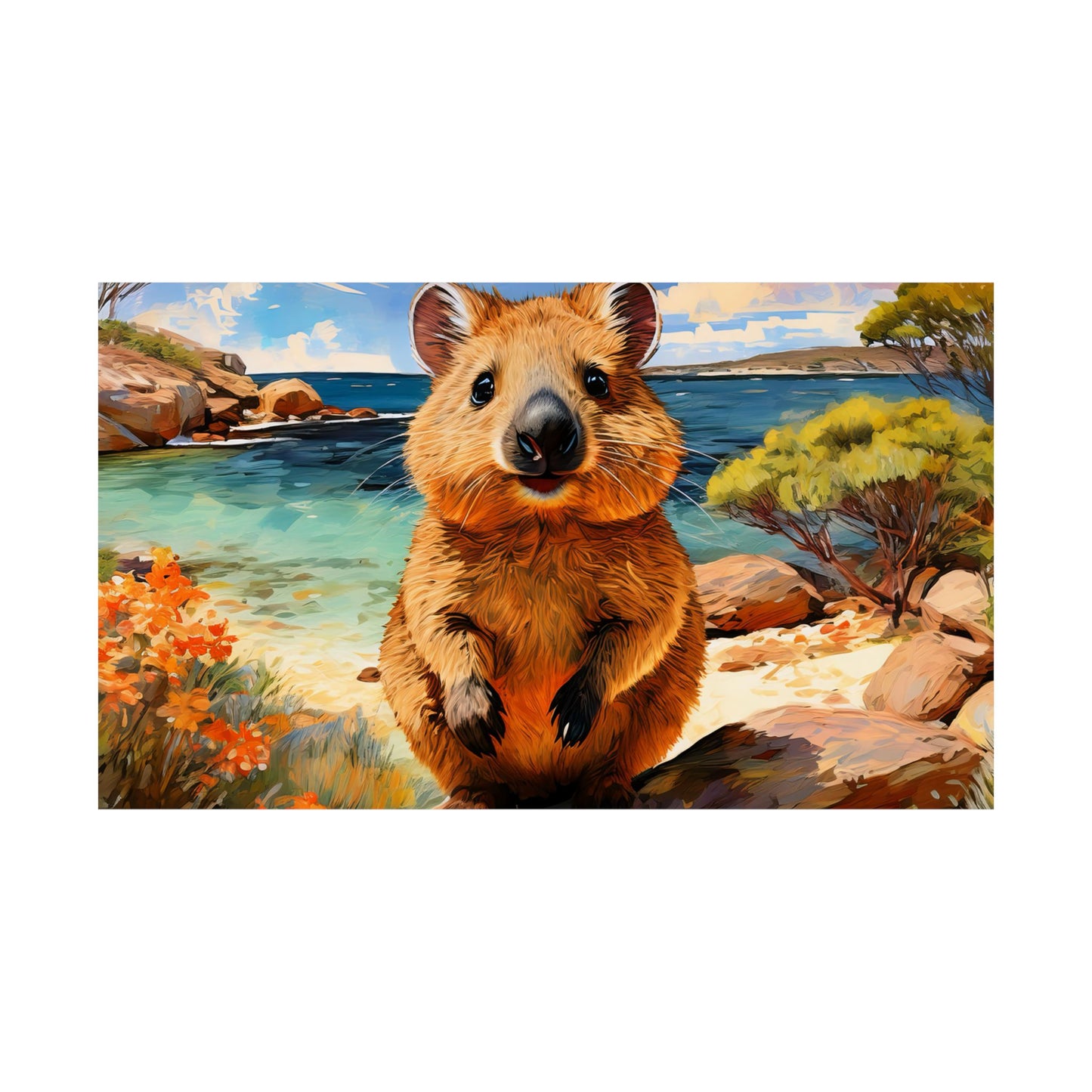 Quokkas at Rottnest Island Western Australia Print |  Unique Painting Print | Style 1 | Wall Art | Wall Print