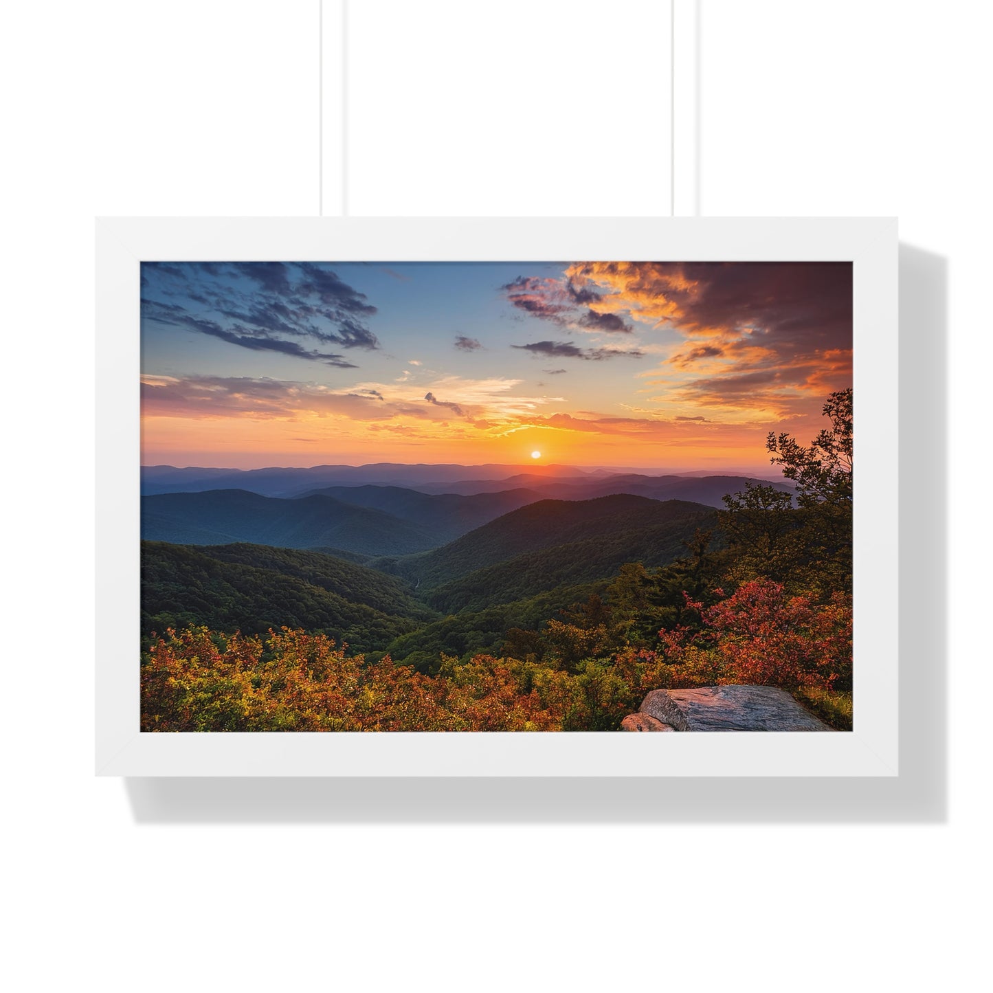 Sunset over Blue Ridge Mountains Fall Landscape Framed Print