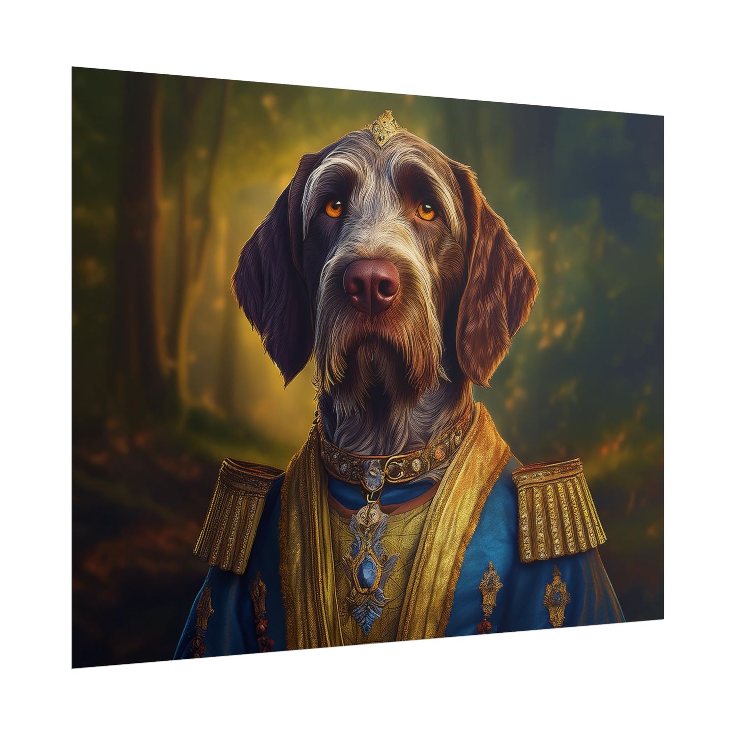 German Wirehaired Pointer Renaissance Pet Portrait Print, Pointer, Dog Lover Wall Art,  Dog Memorial Gift, wall art, wall print, dog print