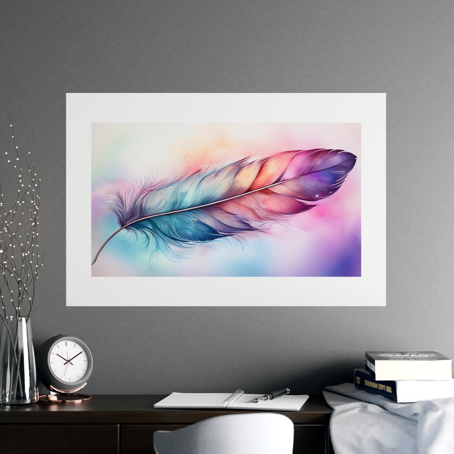 Rainbow Feather Watercolor Print - 4 | Wall Art | Wall Print