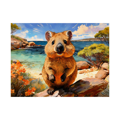 Quokkas at Rottnest Island Western Australia Print |  Unique Painting Print | Style 1 | Wall Art | Wall Print