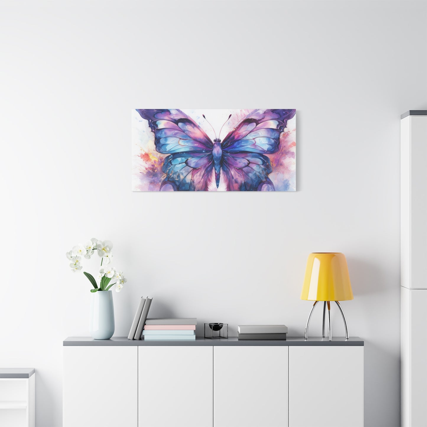 Blue & Purple Butterfly Alcohol Ink Canvas Art | Butterfly Decor | Wall Art | Wall Print