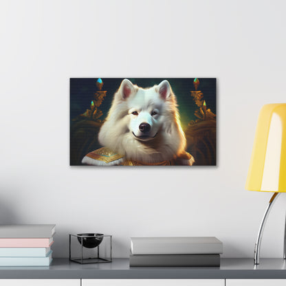 Regal Samoyed Canvas Art, Pet Wall Decor, Dog Portrait, Unique Home Decor, Animal Lover Gift, Noble Canine Wall Art