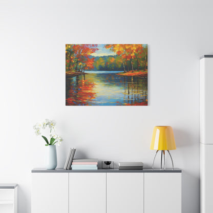 Fall Changing Leaves on a Lake Canvas Print | Style 2 | Wall Art | Wall Print | Fall Decor