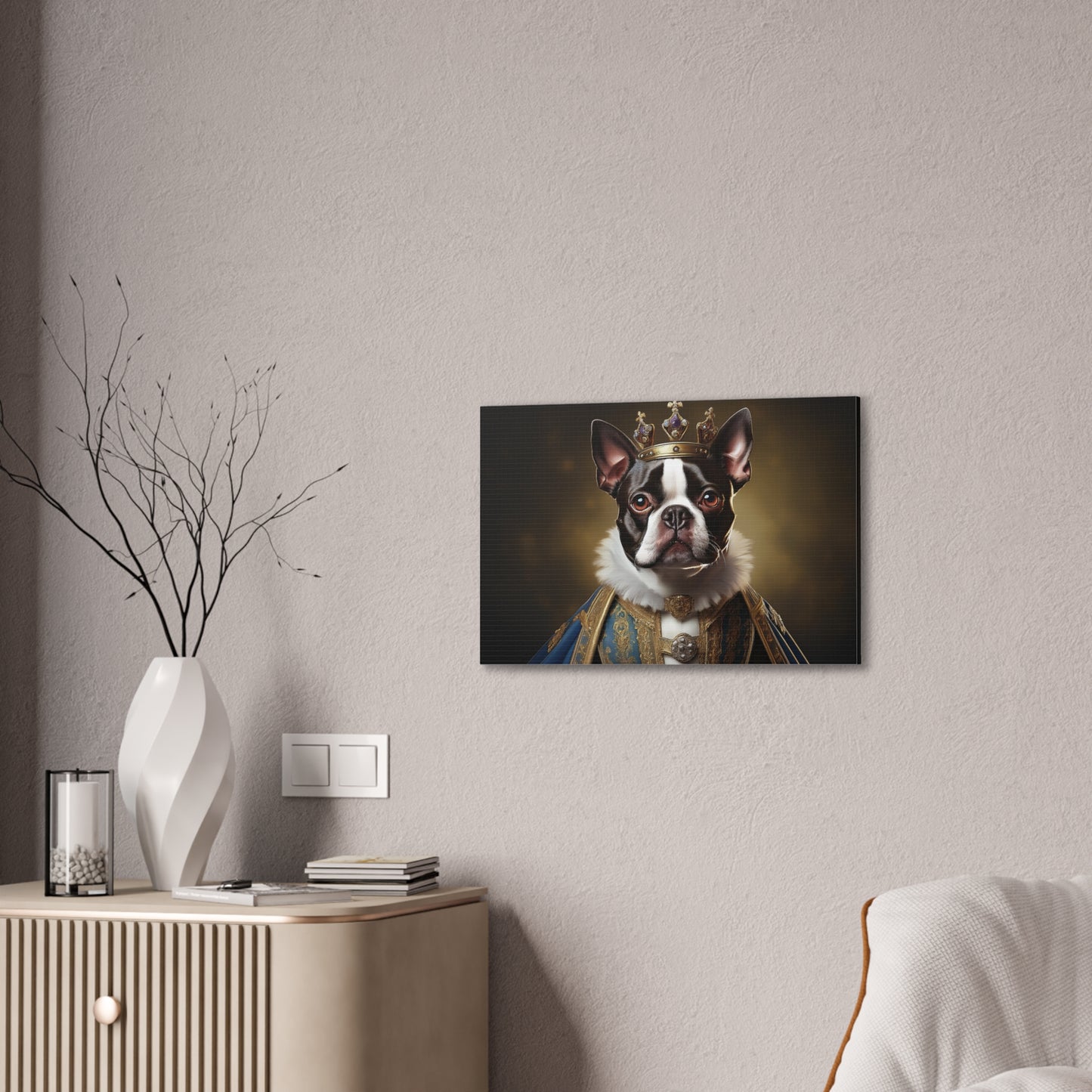Boston Terrier Renaissance Pet Portrait on Canvas, wall print, wall art, dog portrait, dog art