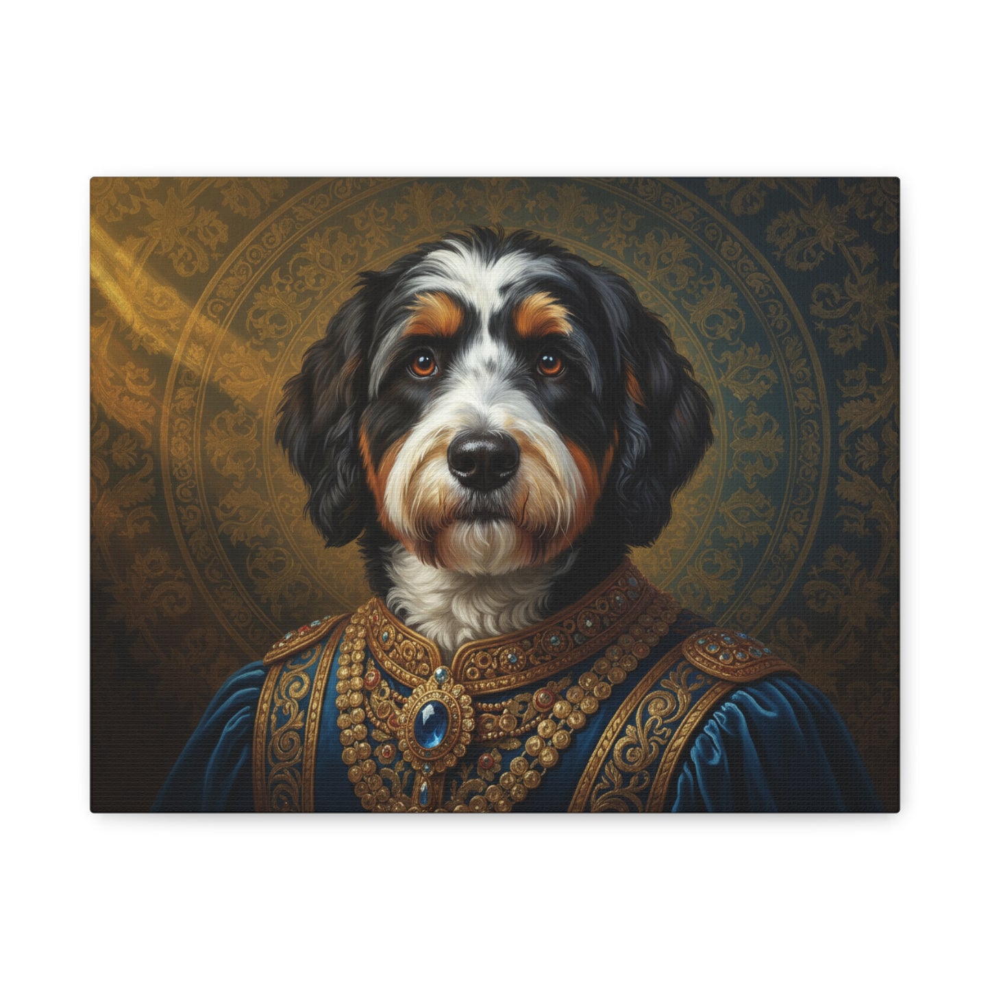 Bernedoodle Renaissance Dog Portrait Canvas Art, Pet Portrait Wall Decor, Animal Lover Gift, Home Decoration, Unique Dog Artwork