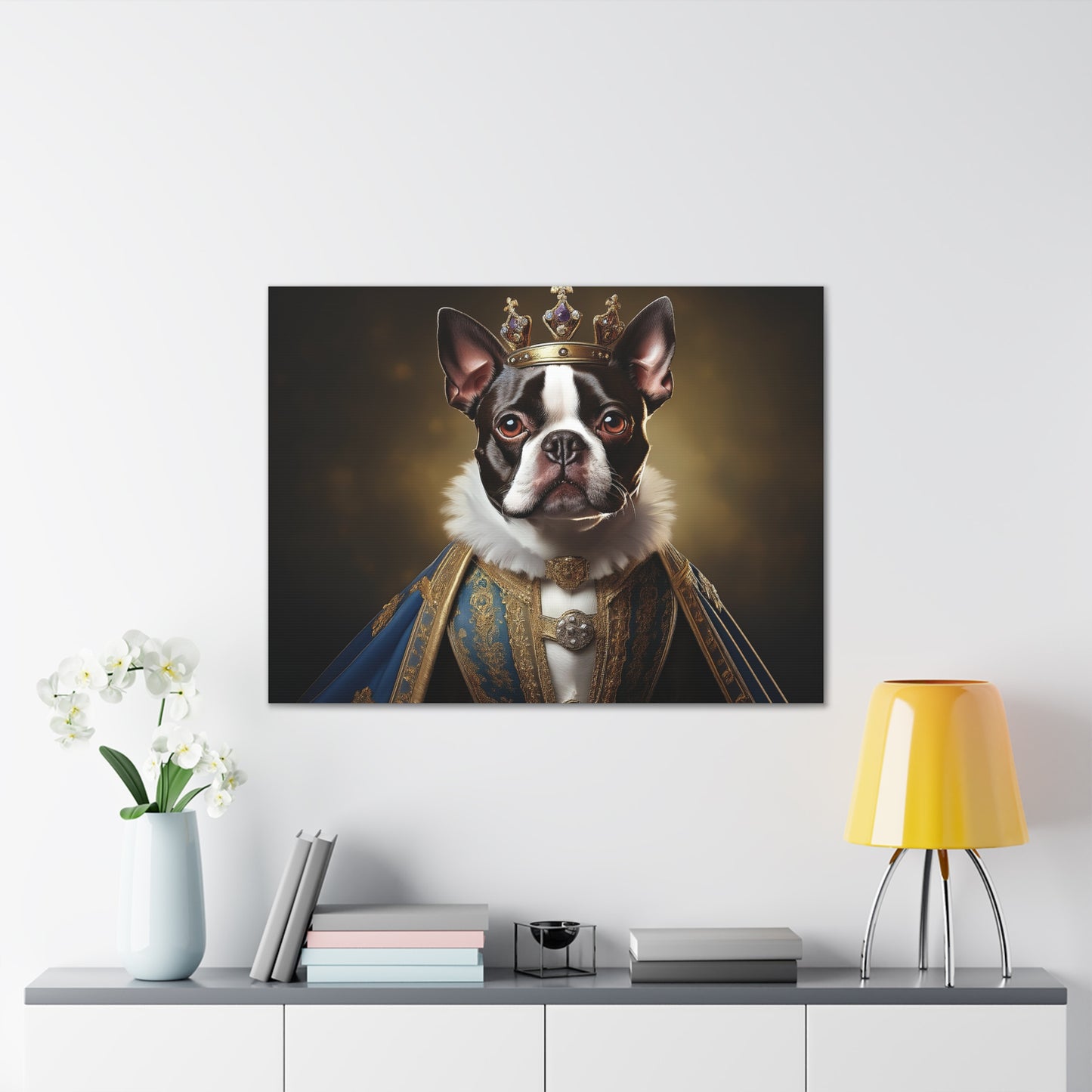 Boston Terrier Renaissance Pet Portrait on Canvas, wall print, wall art, dog portrait, dog art