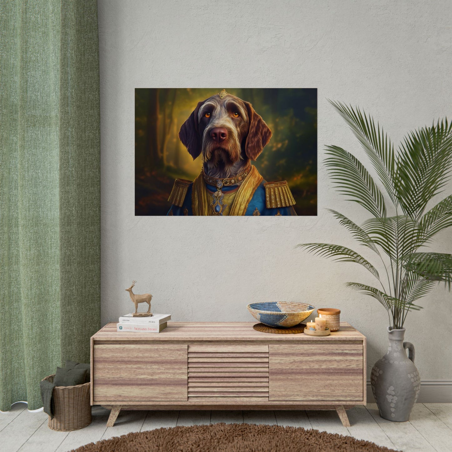 German Wirehaired Pointer Renaissance Pet Portrait Print, Pointer, Dog Lover Wall Art,  Dog Memorial Gift, wall art, wall print, dog print