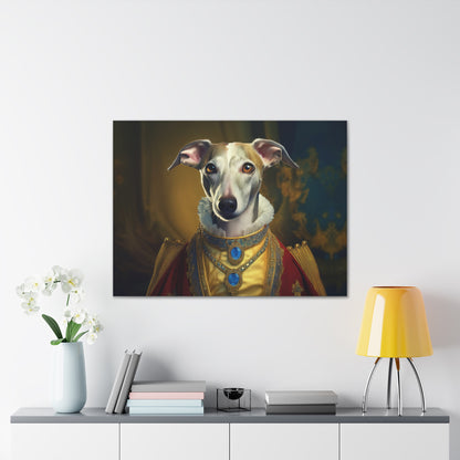 Whippet Pet Portrait Renaissance Print - Canvas, wall art, wall print, dog portrait, dog art