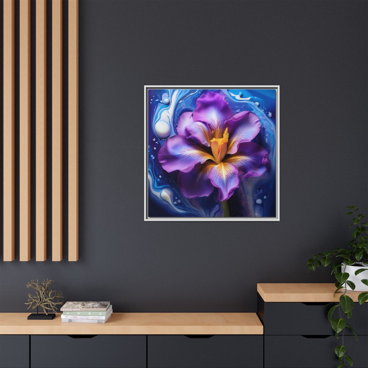 Abstract Iris - Style 2 -  Floral Framed Canvas,  Wall Print, wall art, botanical art