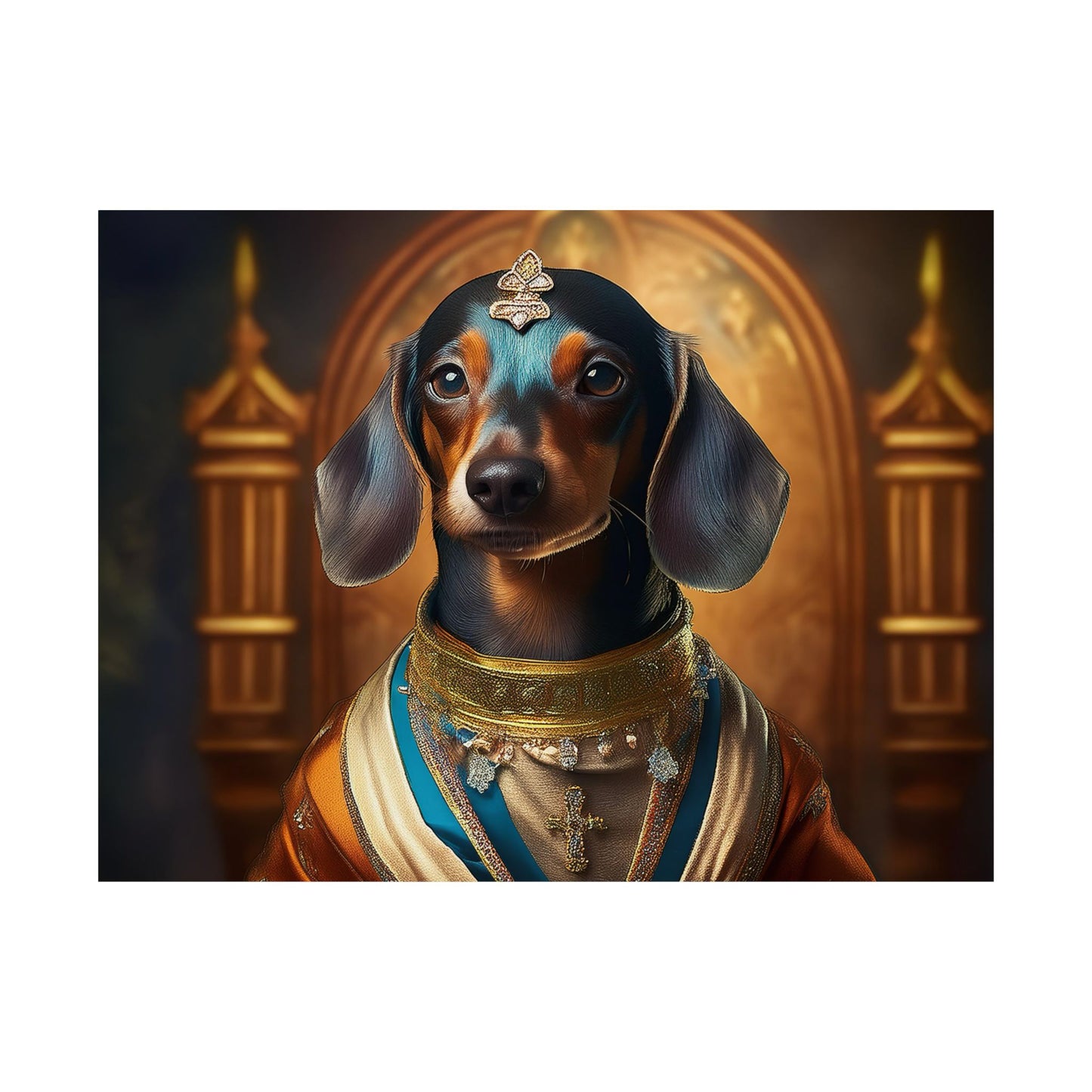 Dachshund Dog Renaissance Pet Portrait Print | Wall Art | Wall Print | Dog Art