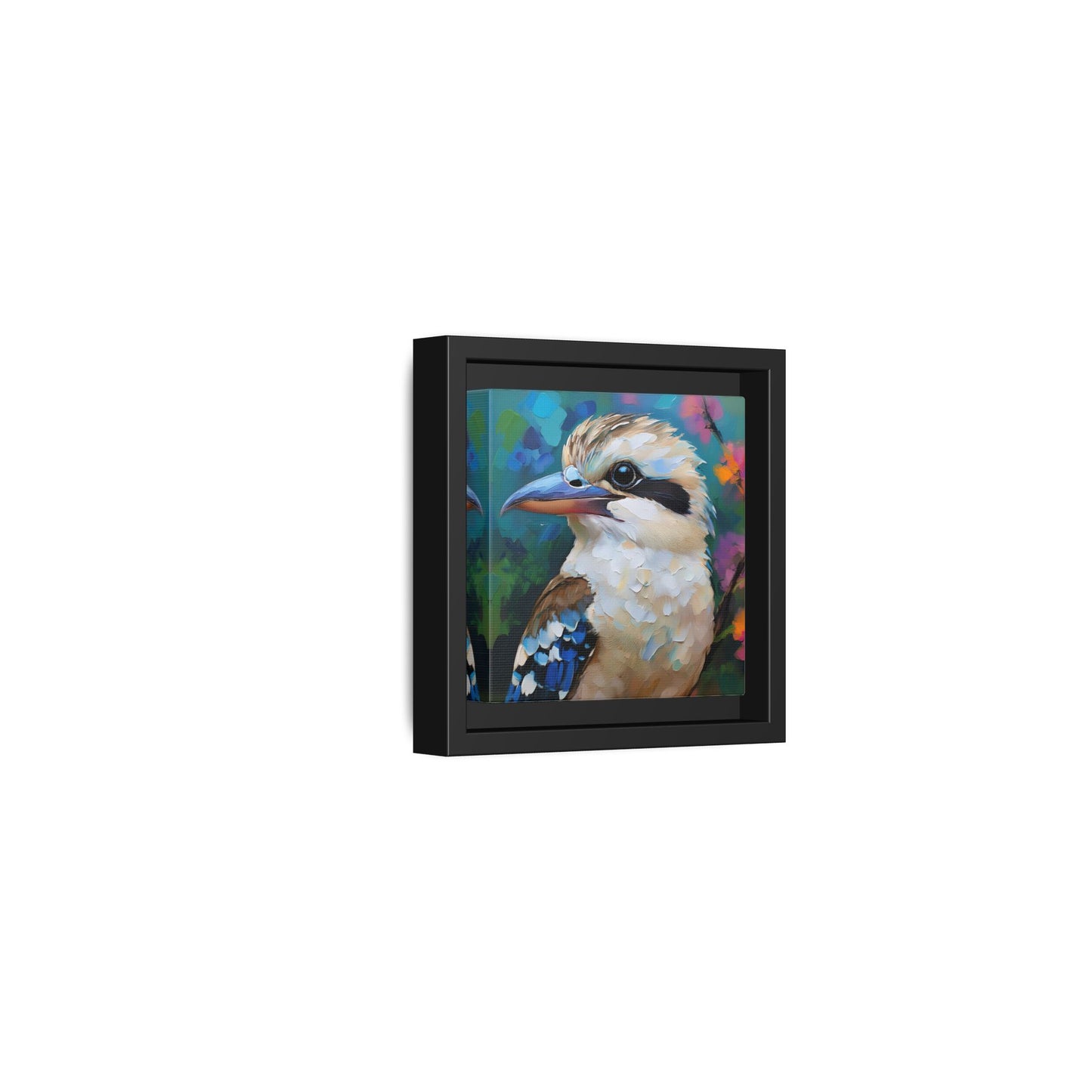 Kookaburra Australian Bird Oil Painting Framed Canvas Wall Art Print - Square Frame, Gallery Wrap, Bird Art, Home Decor, Gift for Bird