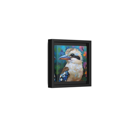 Kookaburra Australian Bird Oil Painting Framed Canvas Wall Art Print - Square Frame, Gallery Wrap, Bird Art, Home Decor, Gift for Bird