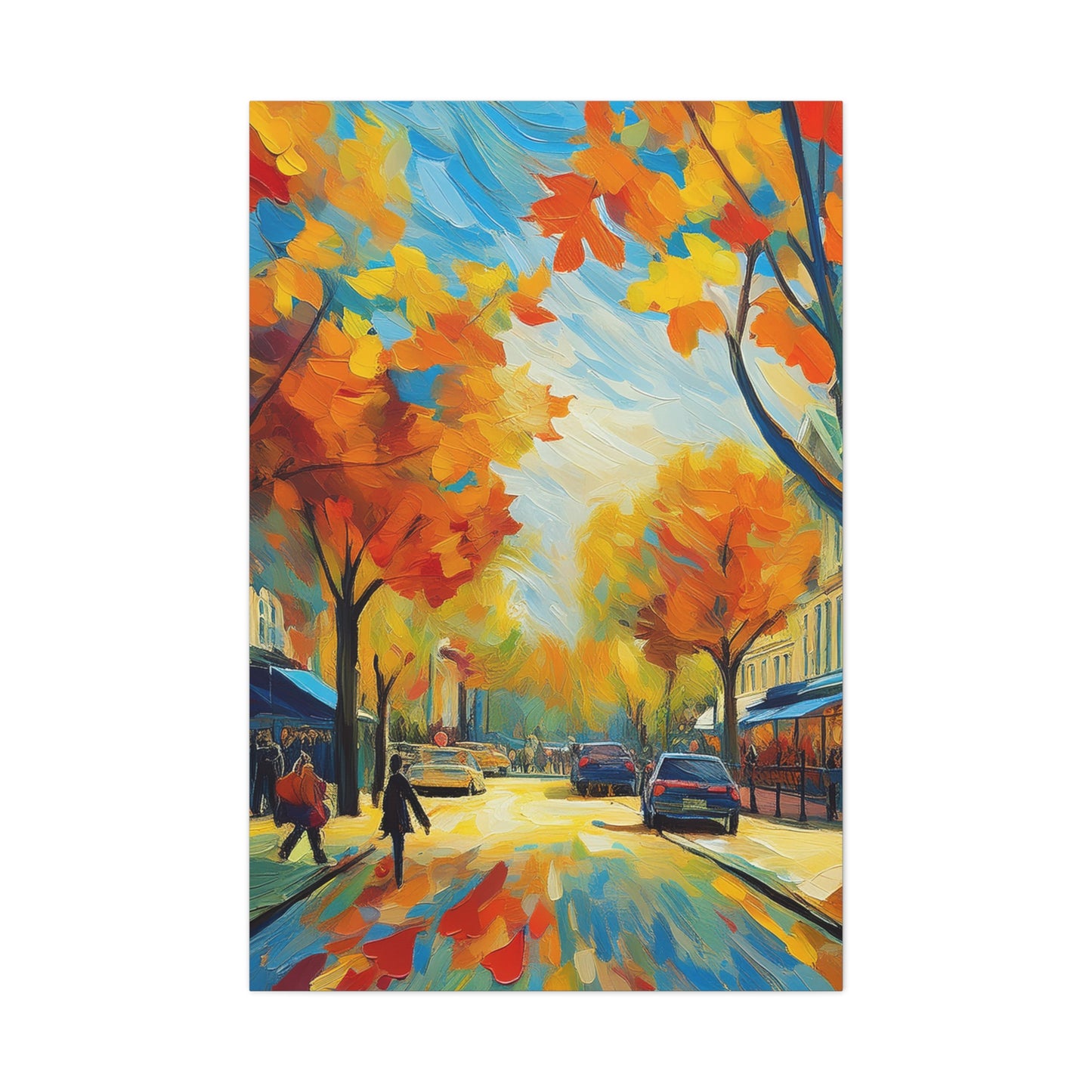 Fall Leaves In the City Painting Canvas Wall Art | Wall Art | Wall Print