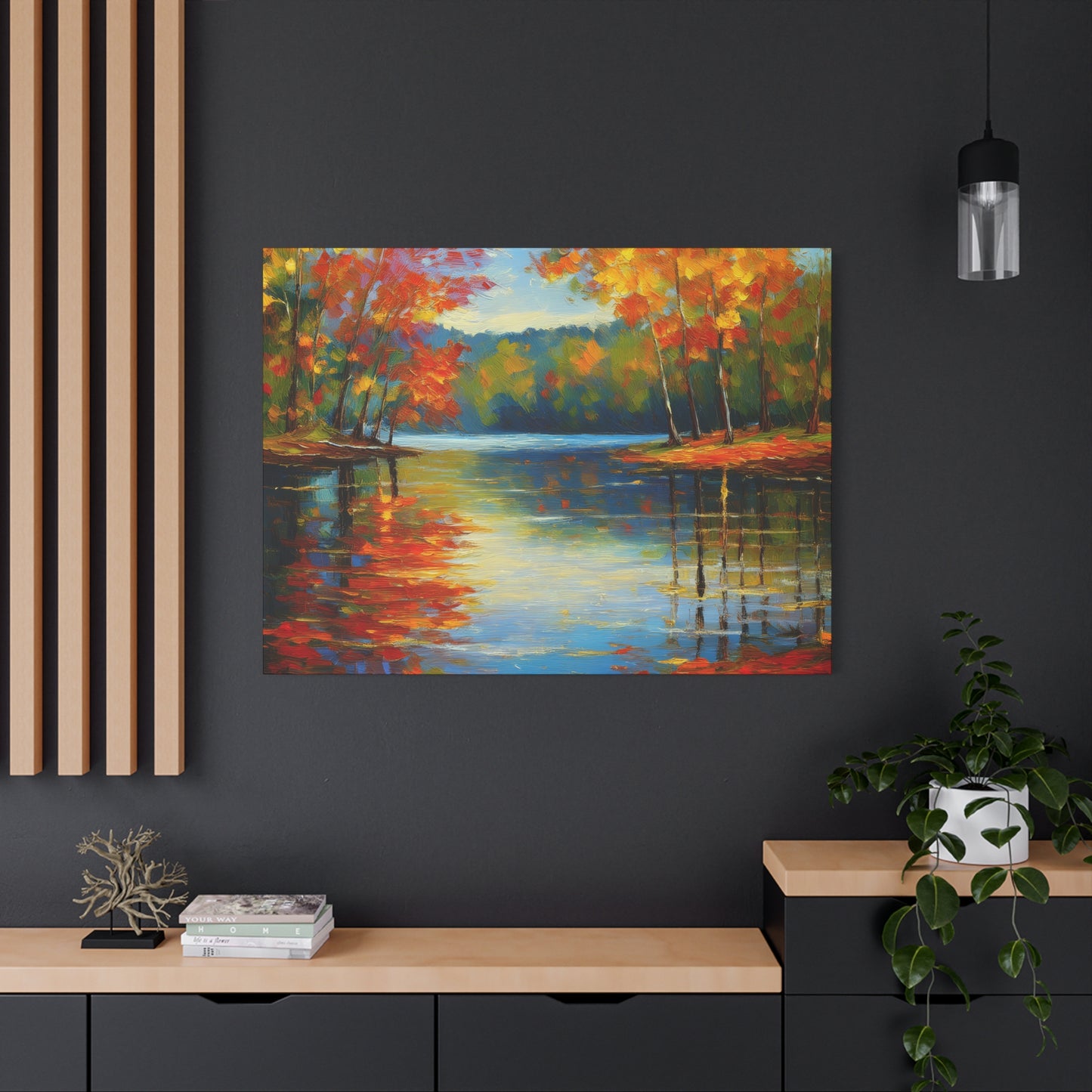 Fall Changing Leaves on a Lake Canvas Print | Style 2 | Wall Art | Wall Print | Fall Decor