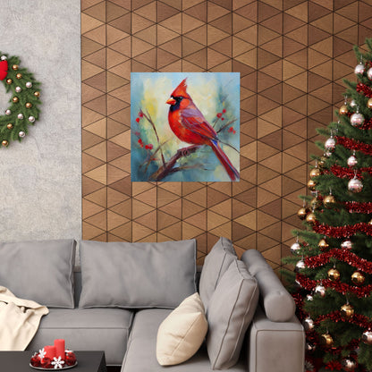 Cardinal Oil Painting Print | Wall Art | Wall Print | Bird Art
