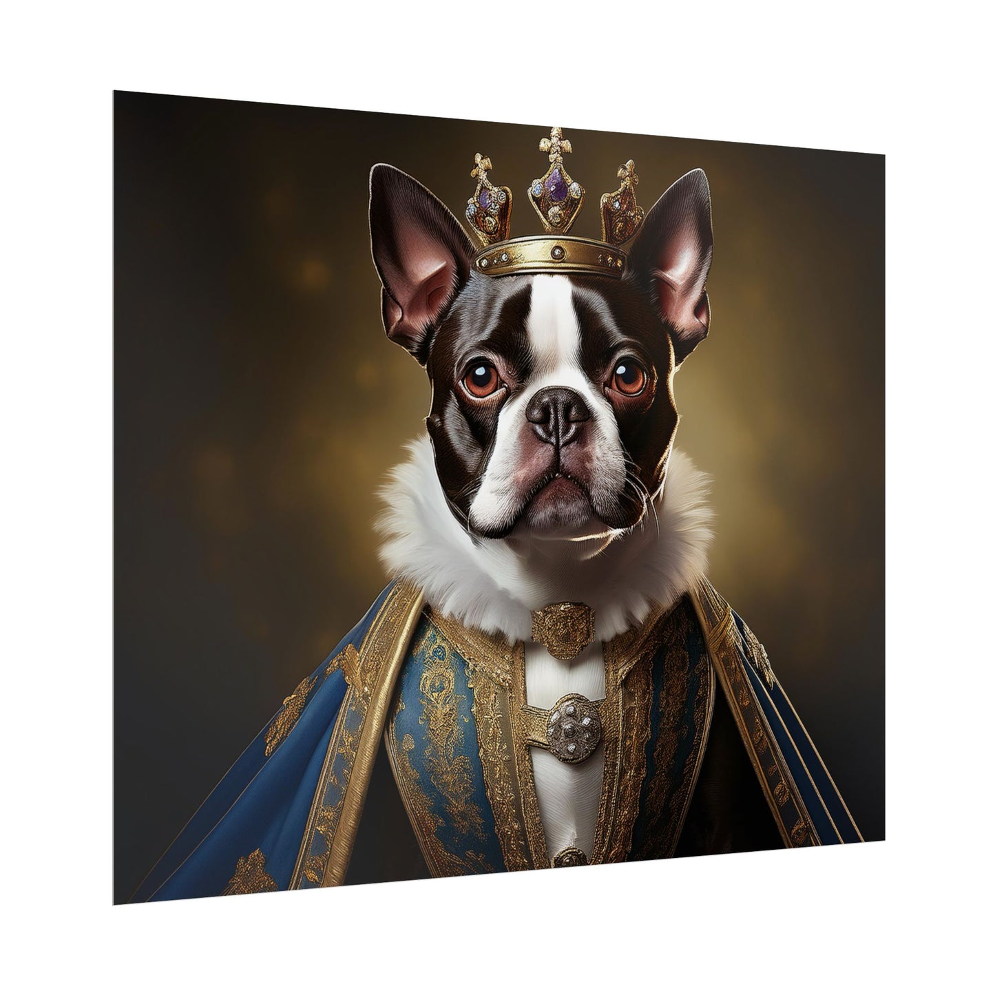Boston Terrier Renaissance Dog Portrait Art Print, Wall Decor Gift, Animal Lover Home Decor, Dog Wall Art
