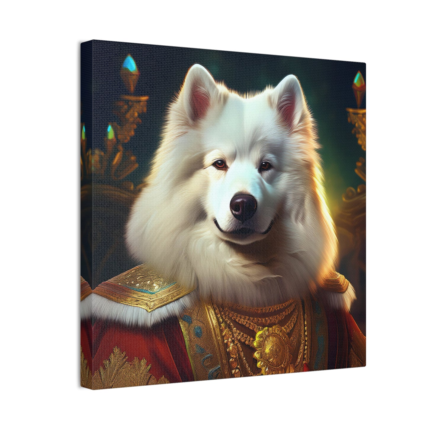 Regal Samoyed Canvas Art, Pet Wall Decor, Dog Portrait, Unique Home Decor, Animal Lover Gift, Noble Canine Wall Art
