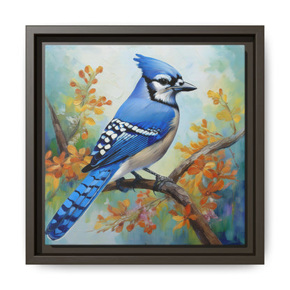 Blue Jay Bird Oil Painting Framed Canvas for Bird Lovers Home Decor, Indoor Wall Art, Wall Print, Bird Art, Living Room Wall Art