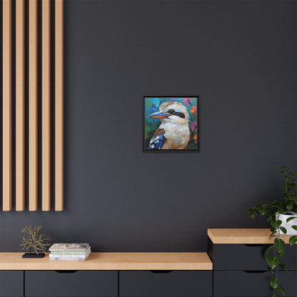 Kookaburra Australian Bird Oil Painting Framed Canvas Wall Art Print - Square Frame, Gallery Wrap, Bird Art, Home Decor, Gift for Bird