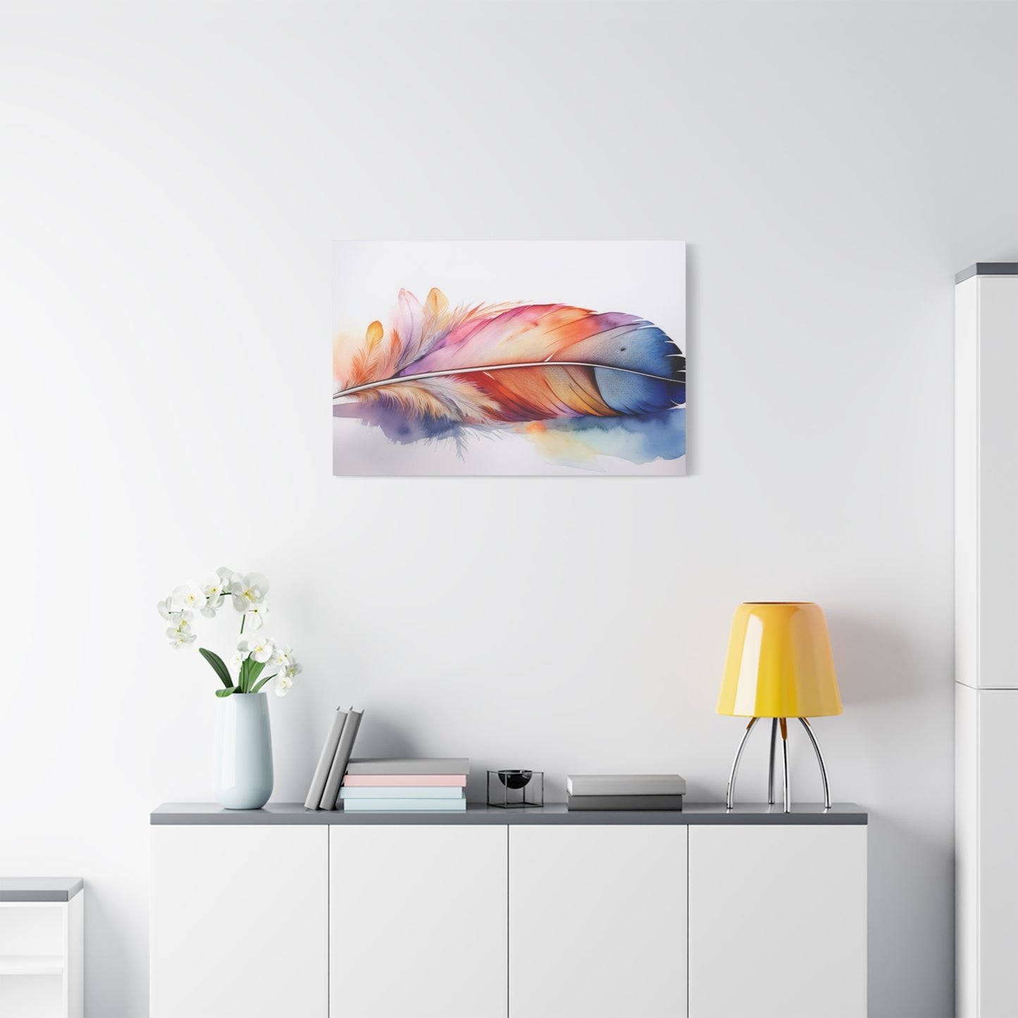 Rainbow Feather Watercolor Canvas Print - 3 | Elegant Wall Art & Prints | Unique Home Decor | Wall Print | Wall Art