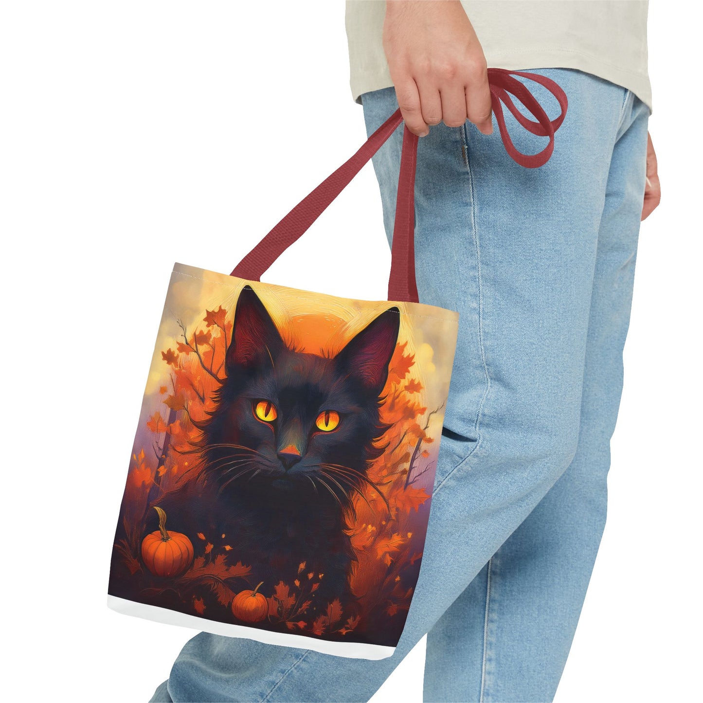 Spooky Black Cat Halloween Tote Bag, Halloween Home Decor Candy Bag, Ultimate Trick or Treat Bag