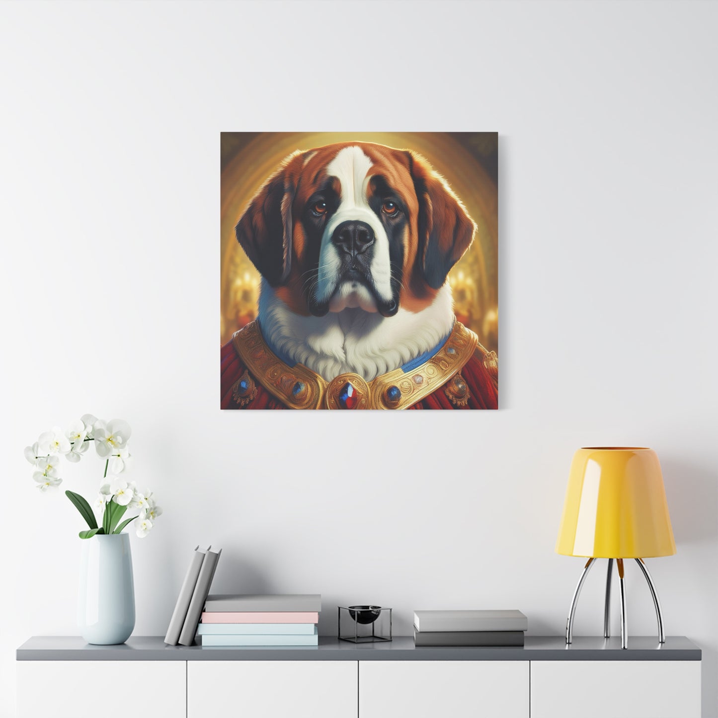 St Bernard Renaissance Portrait - Premium Canvas Wall Art, Dog Portrait, Unique Wall Print